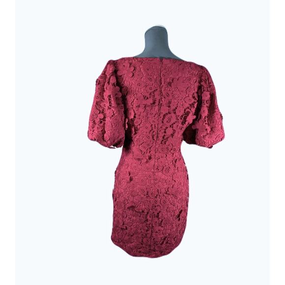 Zac Posen $395 Pink Floral Short Puff-Sleeve Lace Mini Dress 8 Fairy Romantic - Picture 3 of 10